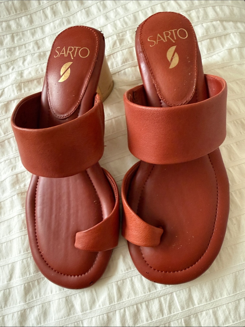 Sarto Women's terracotta Leather Slide Sandals